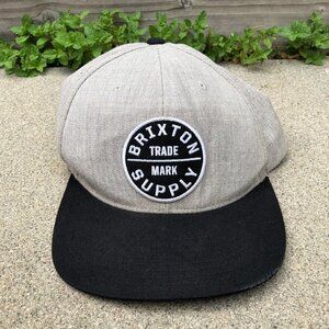 BRIXTON SUPPLY Trademark Snapback Hat Men's One Size Grey Adjustable Cap​​​